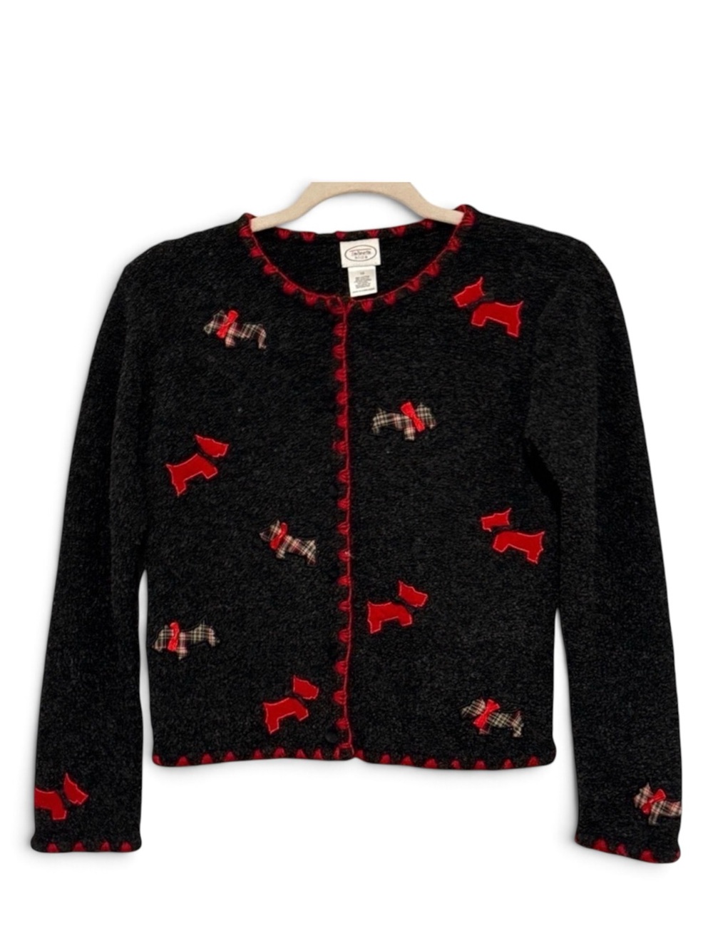 Talbots Kids Black Scottie Dog Button-Up Sweater – Size 10